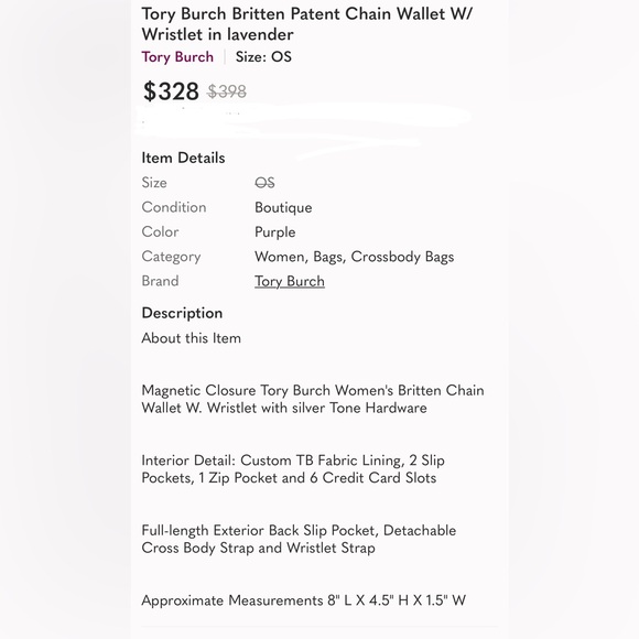 NWT Tory Burch Leather Lavender Crossbody Bag - Picture 8 of 9